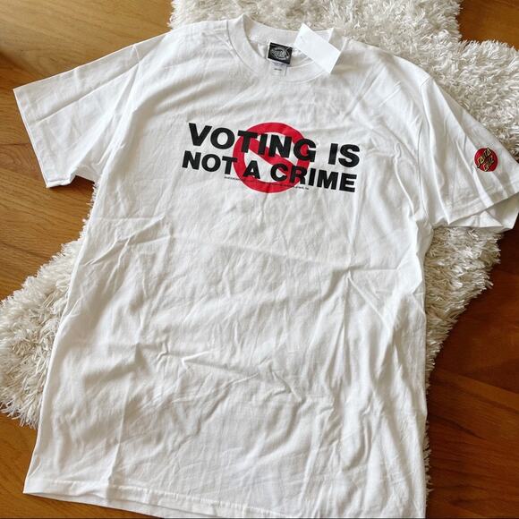NEW Santa Cruz Voting Is Not A Crime graphic t-shirt top size medium M - Picture 1 of 8